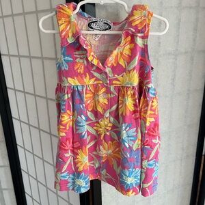 Pink Floral Sleeveless Girls' Top